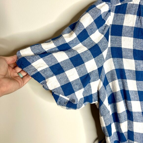 Old Navy Gingham Check Linen Blend Wrap Dress Puff Sleeve Cottagecore Sz 2X - Picture 5 of 7